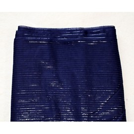 Turbante in cotone con strisce argento, blu scuro, 1 metro